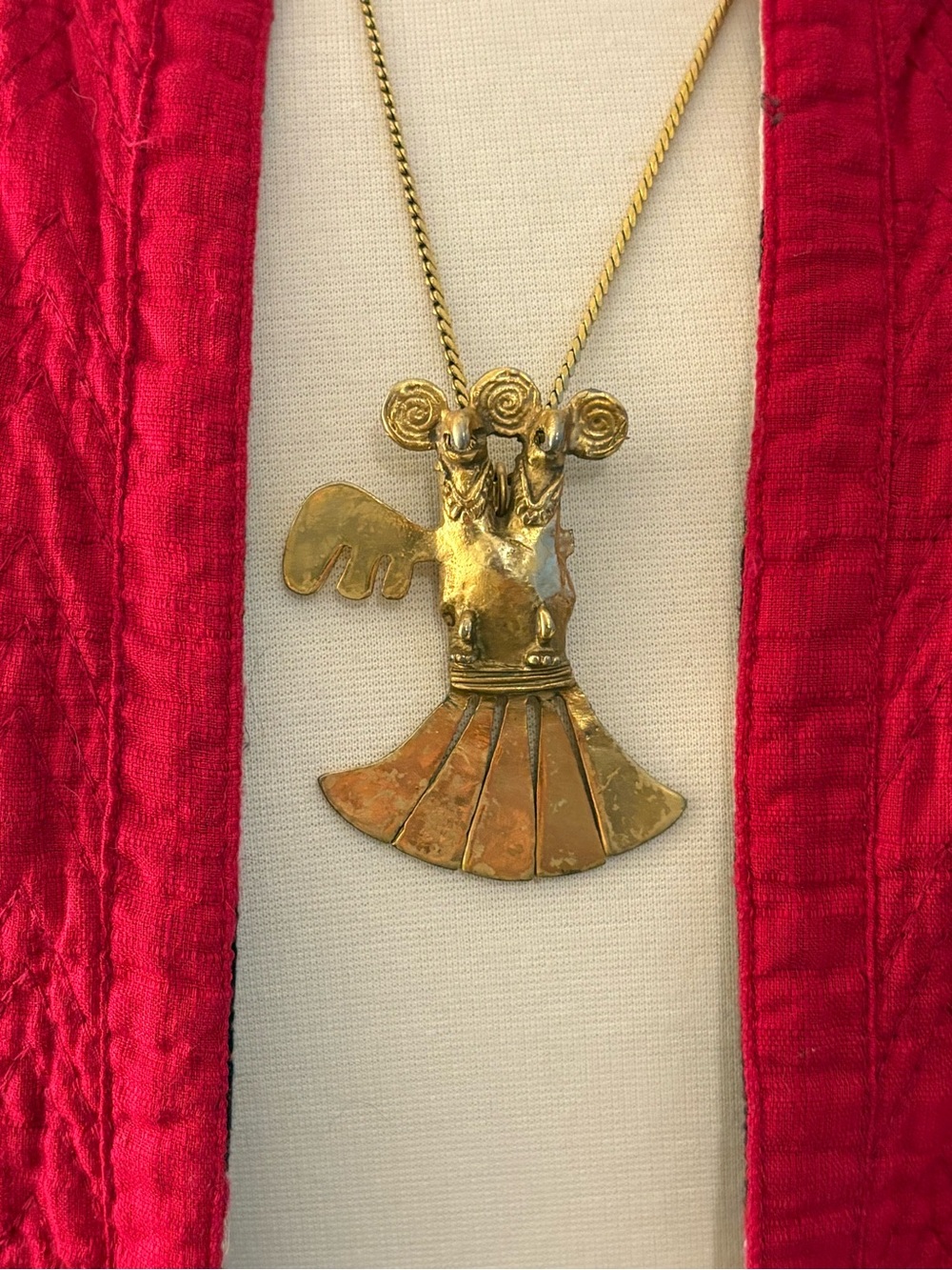 Gold Pre-Columbian Double-Headed Eagle Brooch - museum repro